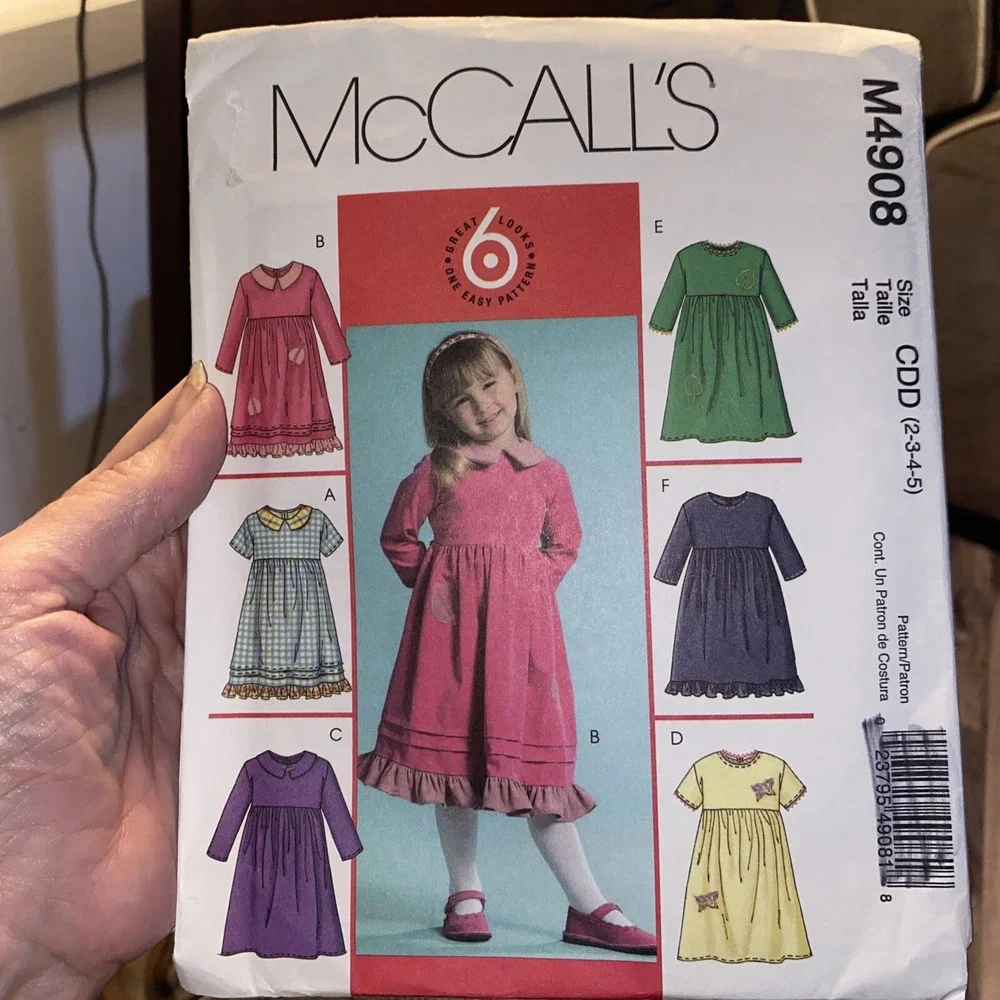 McCalls Girls Dress Pattern M4908 Size 2-5 Uncut 6 Looks One Easy Pattern